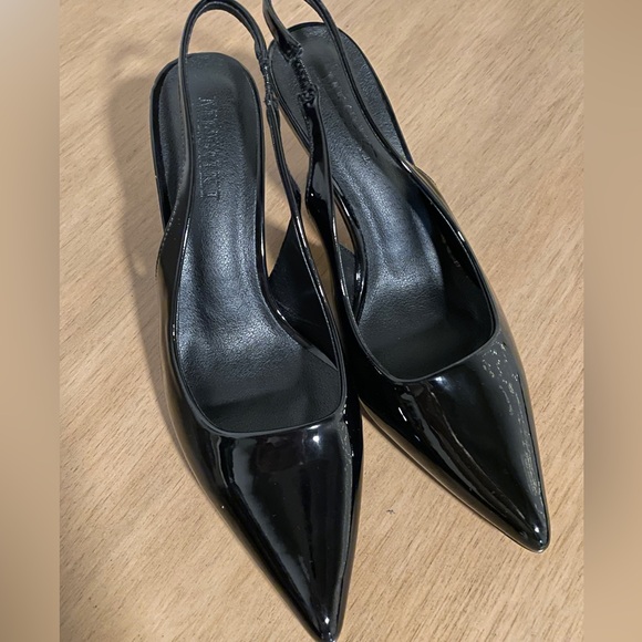 Meshki Black Patent Leather Slingback Heels - Picture 1 of 3